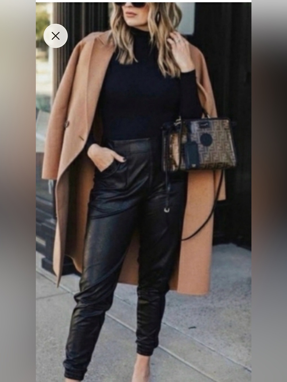 NWT SPANX Black Faux Leather Jogger Pants XL